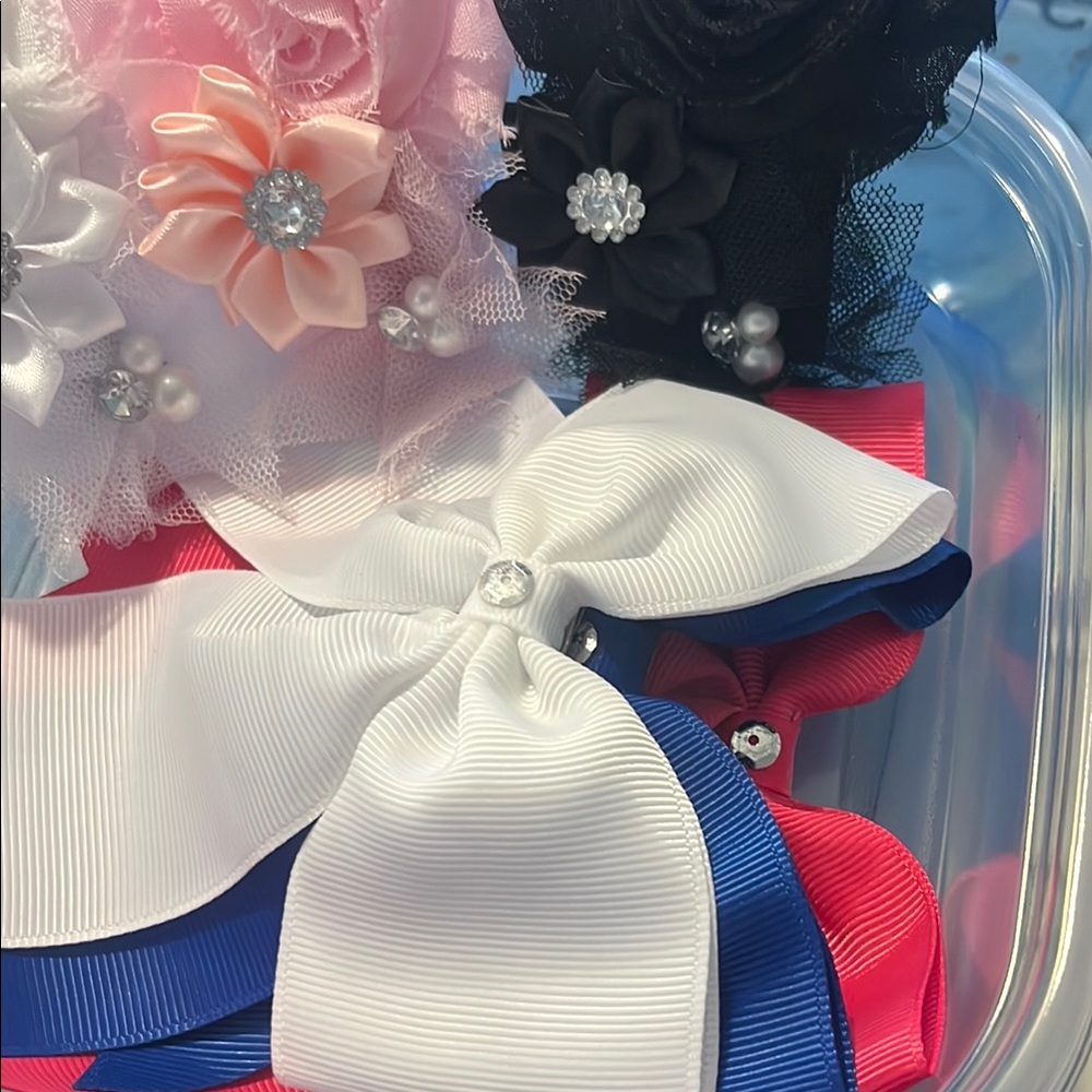 Elegant Kids Hair Accessory Set - White, Black, Pink, Blue